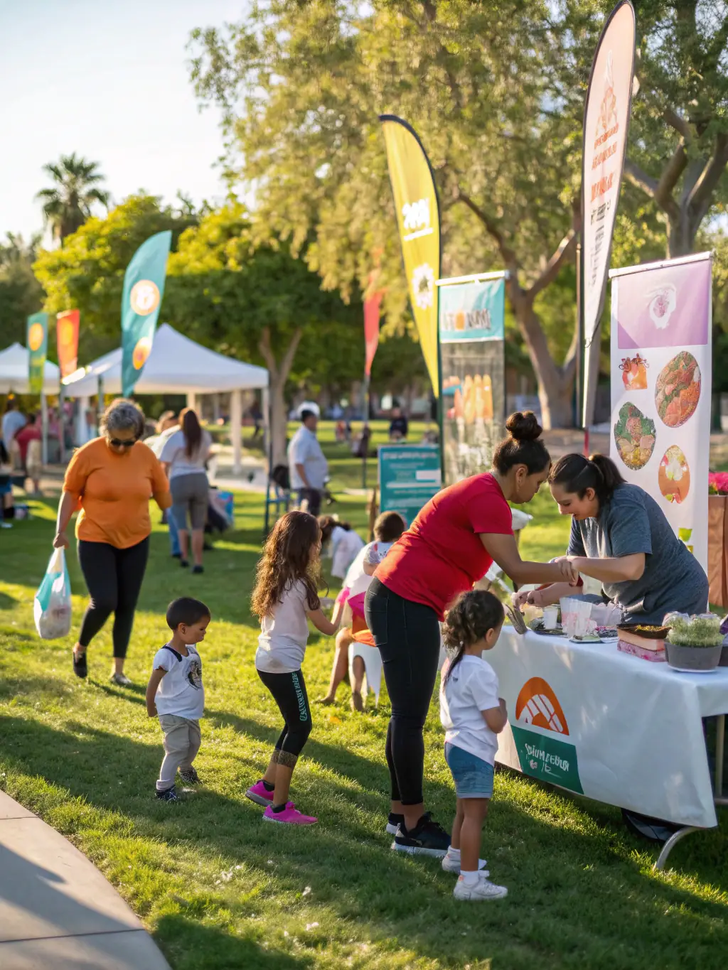 A vibrant photo of a community event organized by WANAGAIN PRODUCTION, showcasing diverse participants and activities.