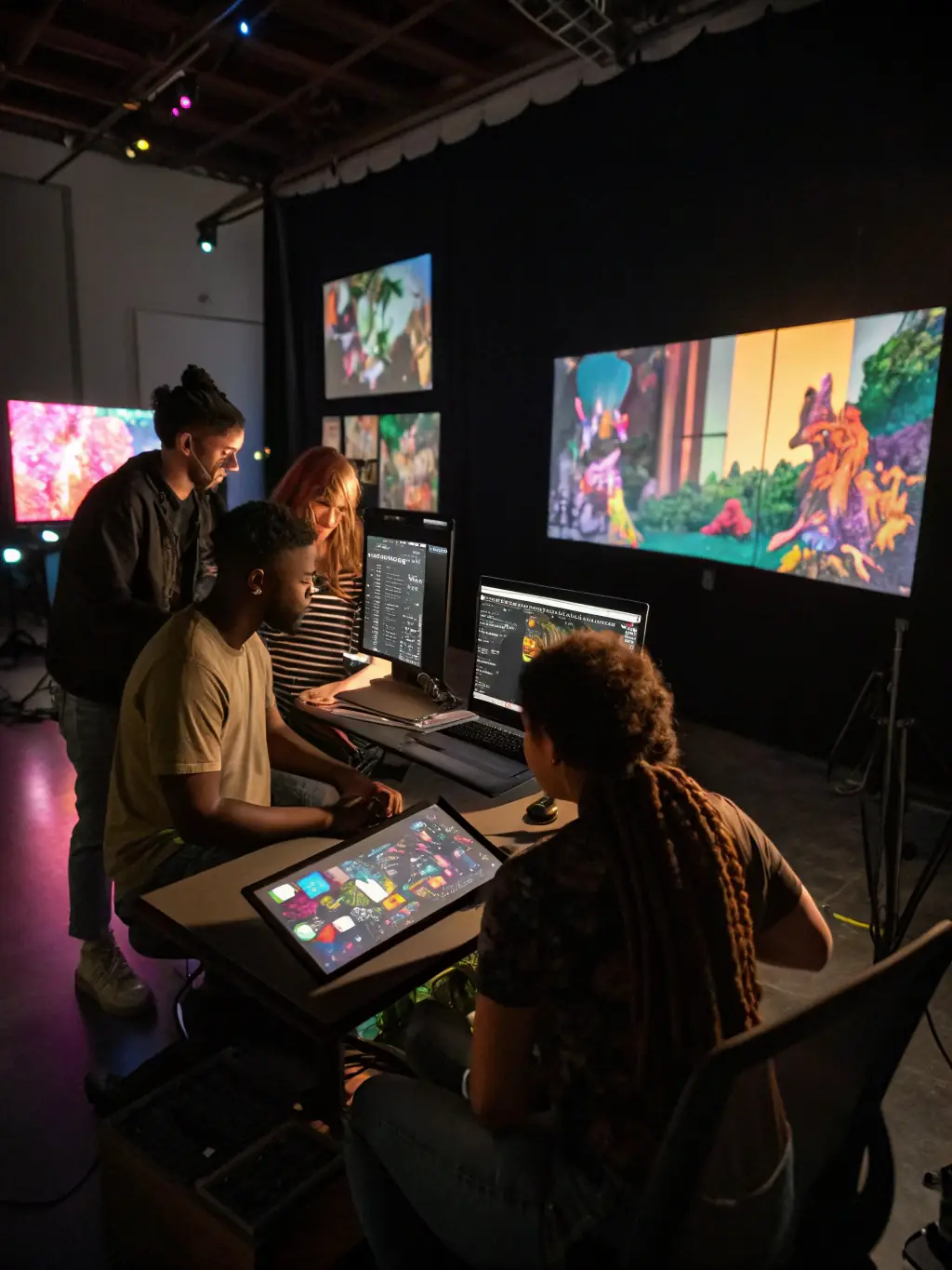 A collaborative art installation featuring multiple artists working together, symbolizing the power of collaborative initiatives.